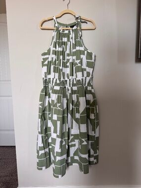 Lane Bryant Green and White Geometric Dress, Size 22/24